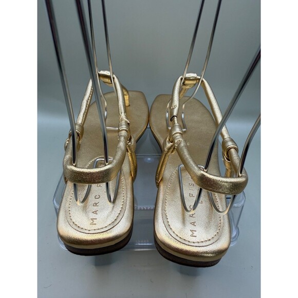 Marc Fisher LTD Maycee Womens Thong Gold Leather Size 6.5 Open Toe Casual - Picture 5 of 7